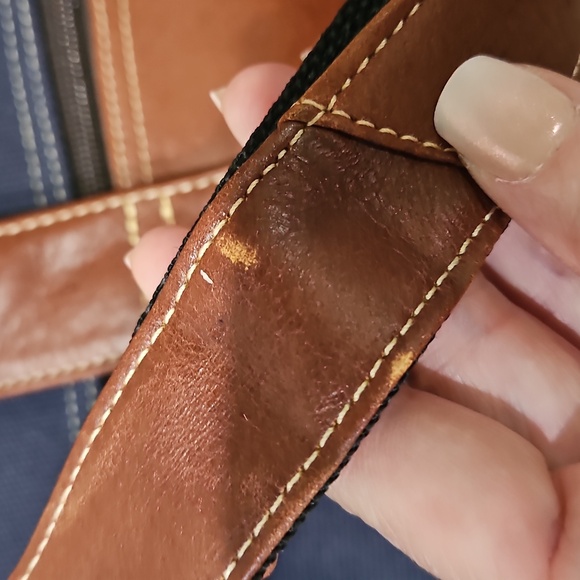 University Of Penn UOP Navy Blue and Brown Canvas and Leather Duffle Bag - Picture 8 of 14
